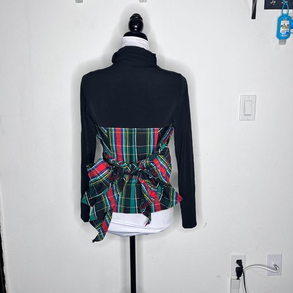 NWT New York & Company Green Red Plaid Bustier Blouse Size S - Picture 3 of 10